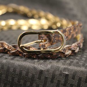 Nine West Cheetah Print Braided Shimmer Belt